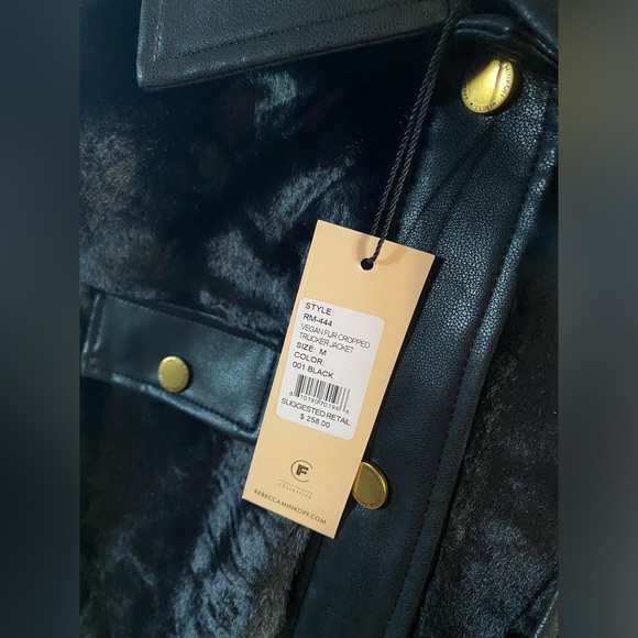 Rebecca Minkoff Faux Leather Trim Faux Fur Jacket ✨ Size Medium | black - Picture 2 of 15